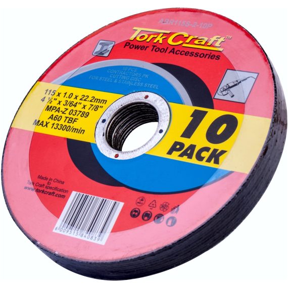 CUTTING DISC STEEL & SS 115 x 1.0 x 22.2 MM 10 PACK