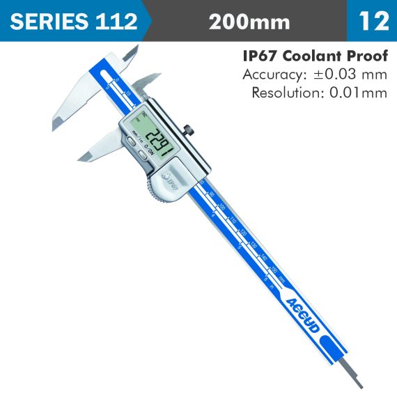 DIG. CALIPER 200MM 0.03MM ACC. IP67 LEVEL 0.01MM RES.