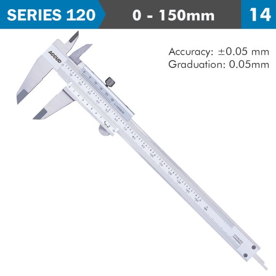 VERNIER CALIPER 150MM 0.05MM ACC. DIN862 0.05MM GRAD. S/STEEL