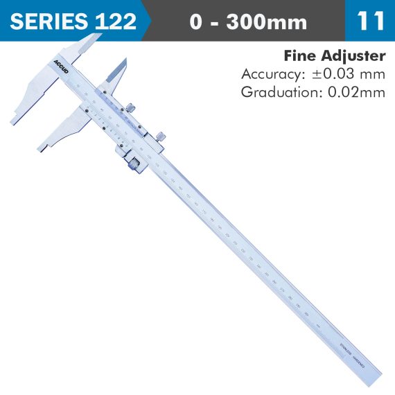 VERNIER CALIPER 300MM 0.03MM ACC. FINE ADJ. 0.02MM GRAD. S/STEEL