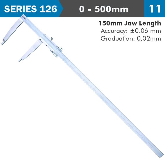 VERNIER CALIPER 500MM 0.06MM ACC. 150MM 0.02MM GRAD S/STEEL