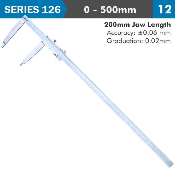 VERNIER CALIPER 500MM 0.06MM ACC. 200MM 0.02MM GRAD S/STEEL