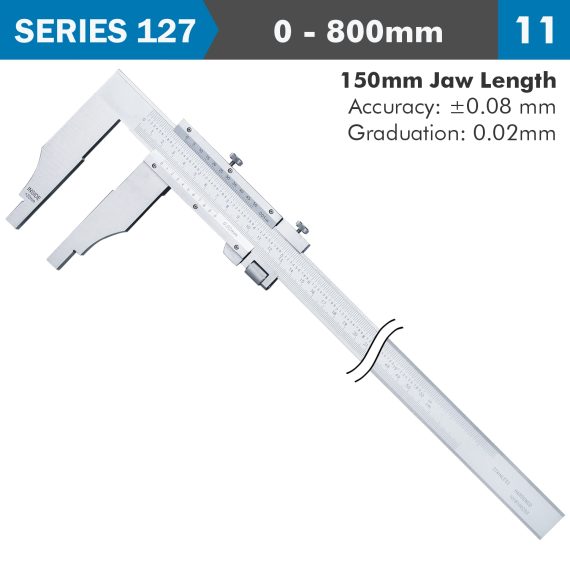 VERNIER CALIPER 800MM 0.08MM ACC. 150MM 0.02MM GRAD S/STEEL