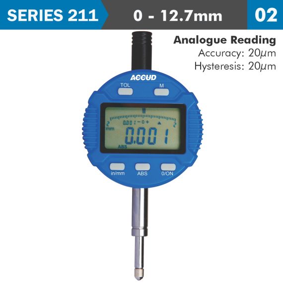 DIGITAL INDICATOR FLAT BACK 12.7MM/0.5'
