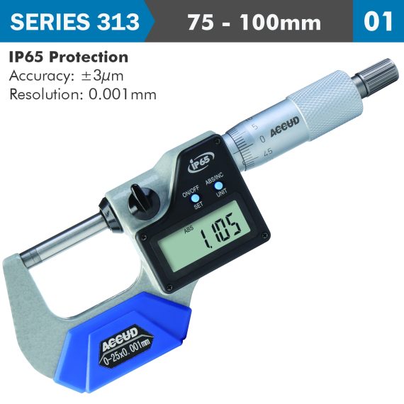 DIG. OUTSIDE MICROMETER 75-100MM 0.003MM ACC. IP65 0.001MM RES.