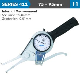 INT. DIAL CALIPER GAUGE 75-95MM 0.04MM ACC. 0.01MM GRAD. JAW LENGTH 10