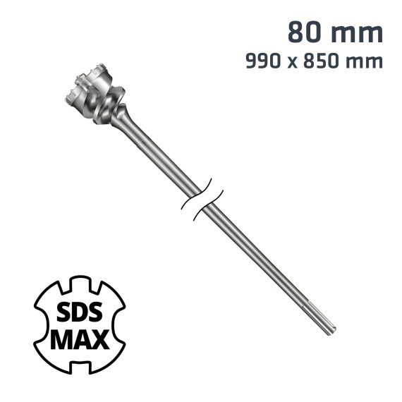 SDS MAX MILL CROWN 80MM x 990 x 850 DRILL BIT