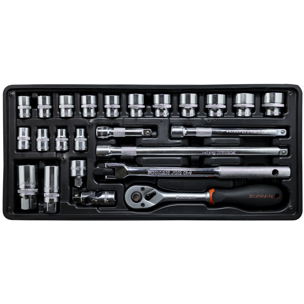 FIXMAN TRAY 24 PIECE 3/8' DRIVE SOCKETS AND ACCESSORIES