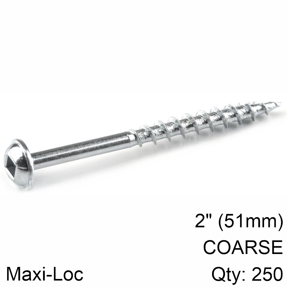 KREG ZINC POCKET HOLE SCREWS 51MM 2.00' #8 COARSE THREAD MX LOC 250CT