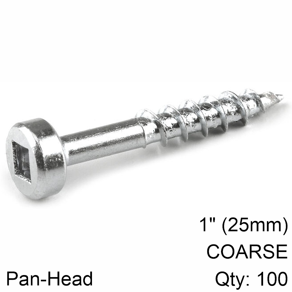 KREG ZINC POCKET HOLE SCREWS 25MM 1.00' #7 COARSE THREAD PAN HEAD 100C