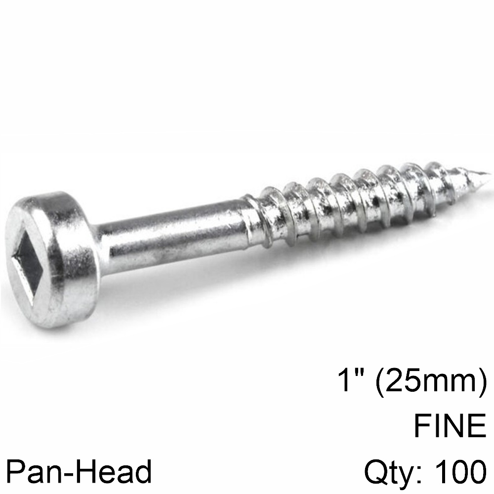 KREG ZINC POCKET HOLE SCREWS 25MM 1.00' #6 FINE THREAD PAN HEAD 100CT