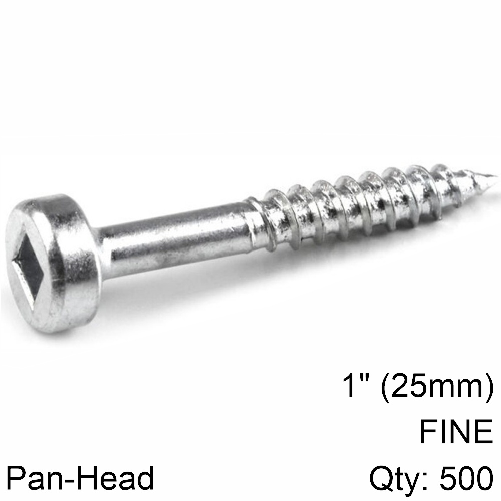 KREG ZINC POCKET HOLE SCREWS 25MM 1.00' #6 FINE THREAD PAN HEAD 500CT